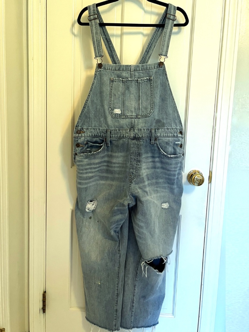LUCKY BRAND XL/TG DISTRESSED DENIM OVERALLS • ARTIST / WORKWEAR • PAINT PATINA